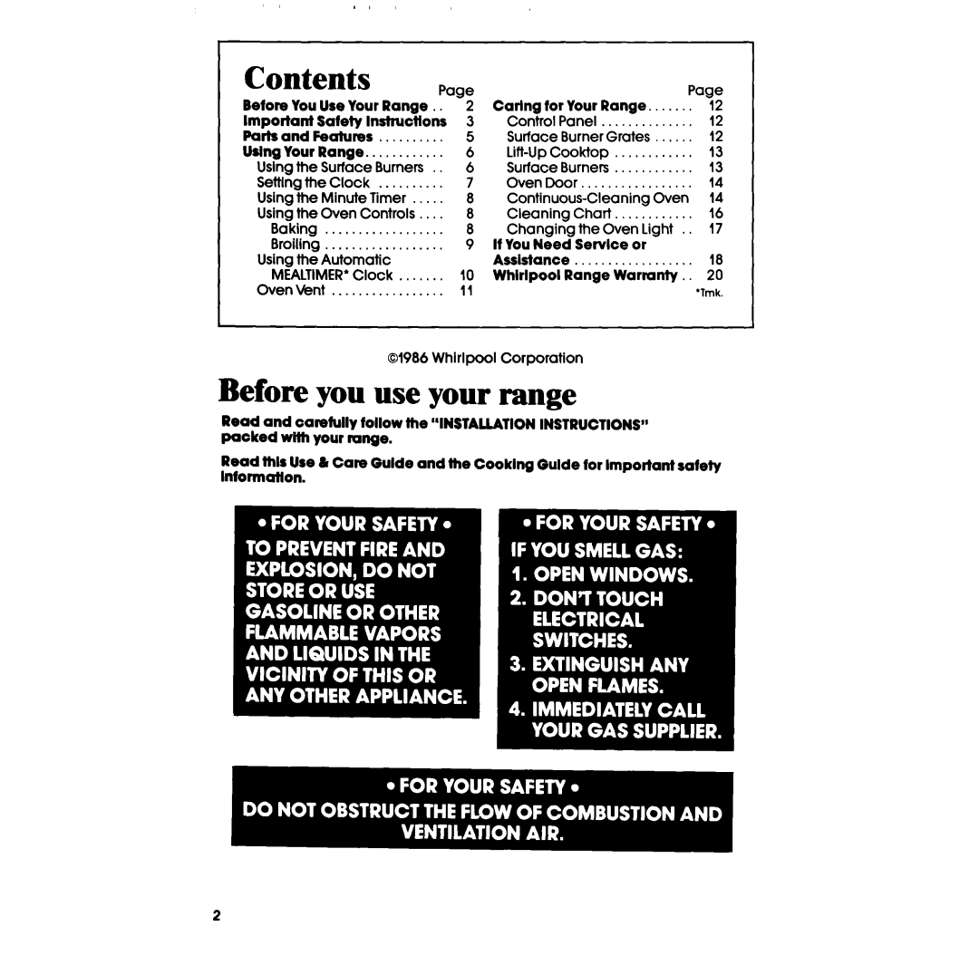 Whirlpool SS63OPER manual Before you use your range, Contents 