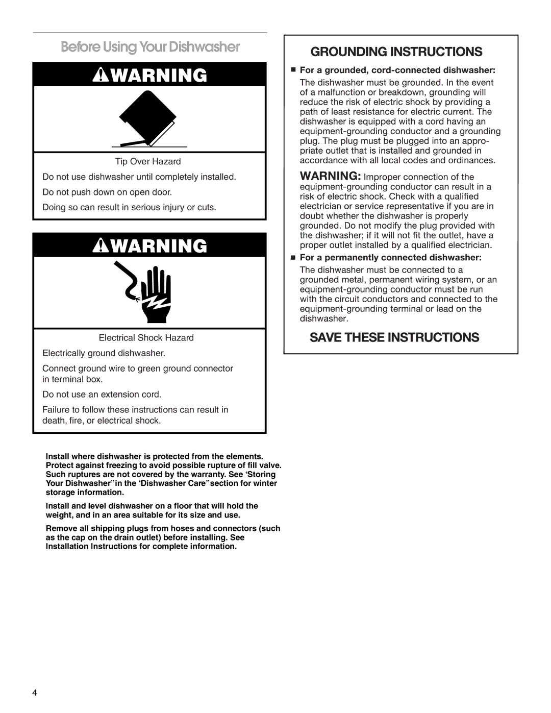 Whirlpool SUD5000 manual Before Using Your Dishwasher 