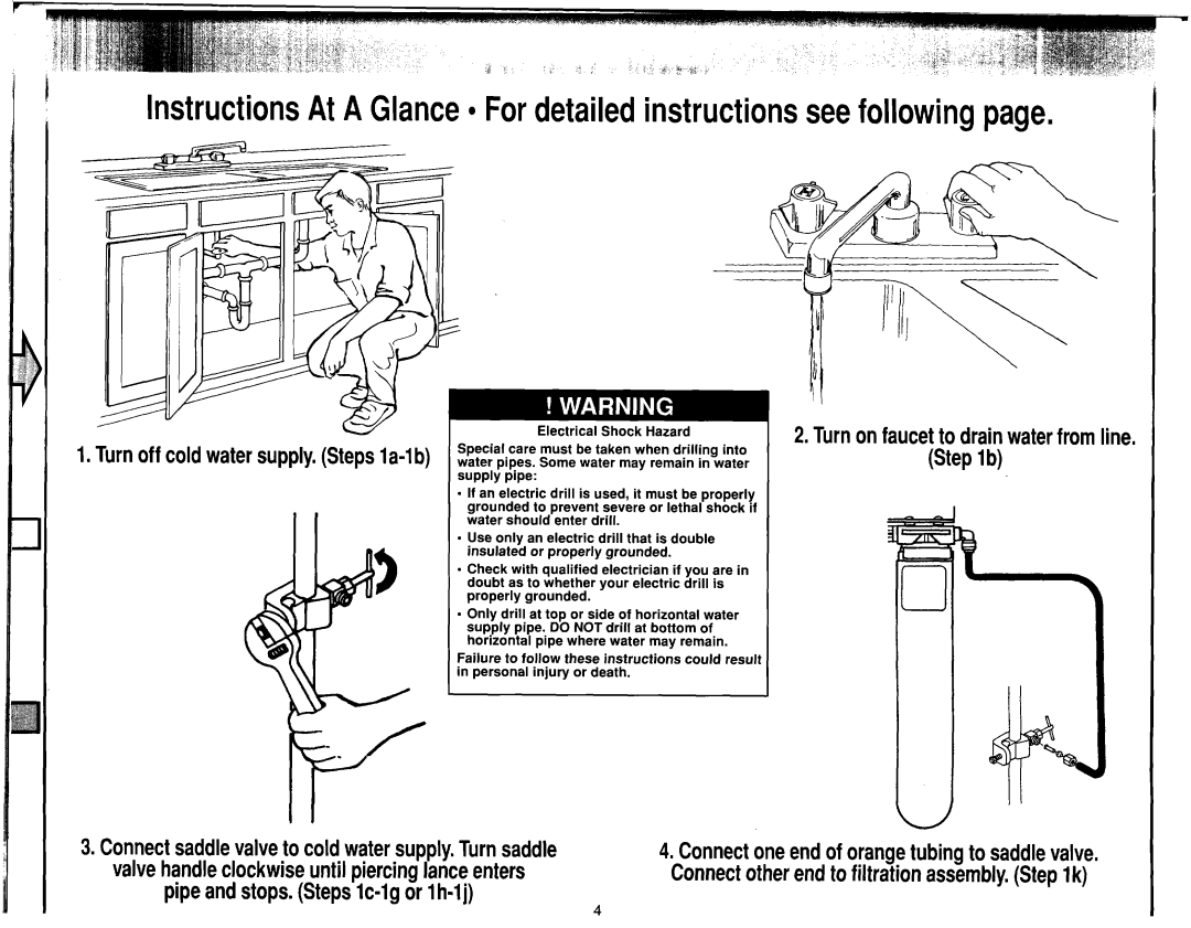 Whirlpool System II manual Turnoff coldwatersupply.St la-lb, Pipeandstops.Stepslc-lg or 1h-lj, Electrical Shock Hazard 