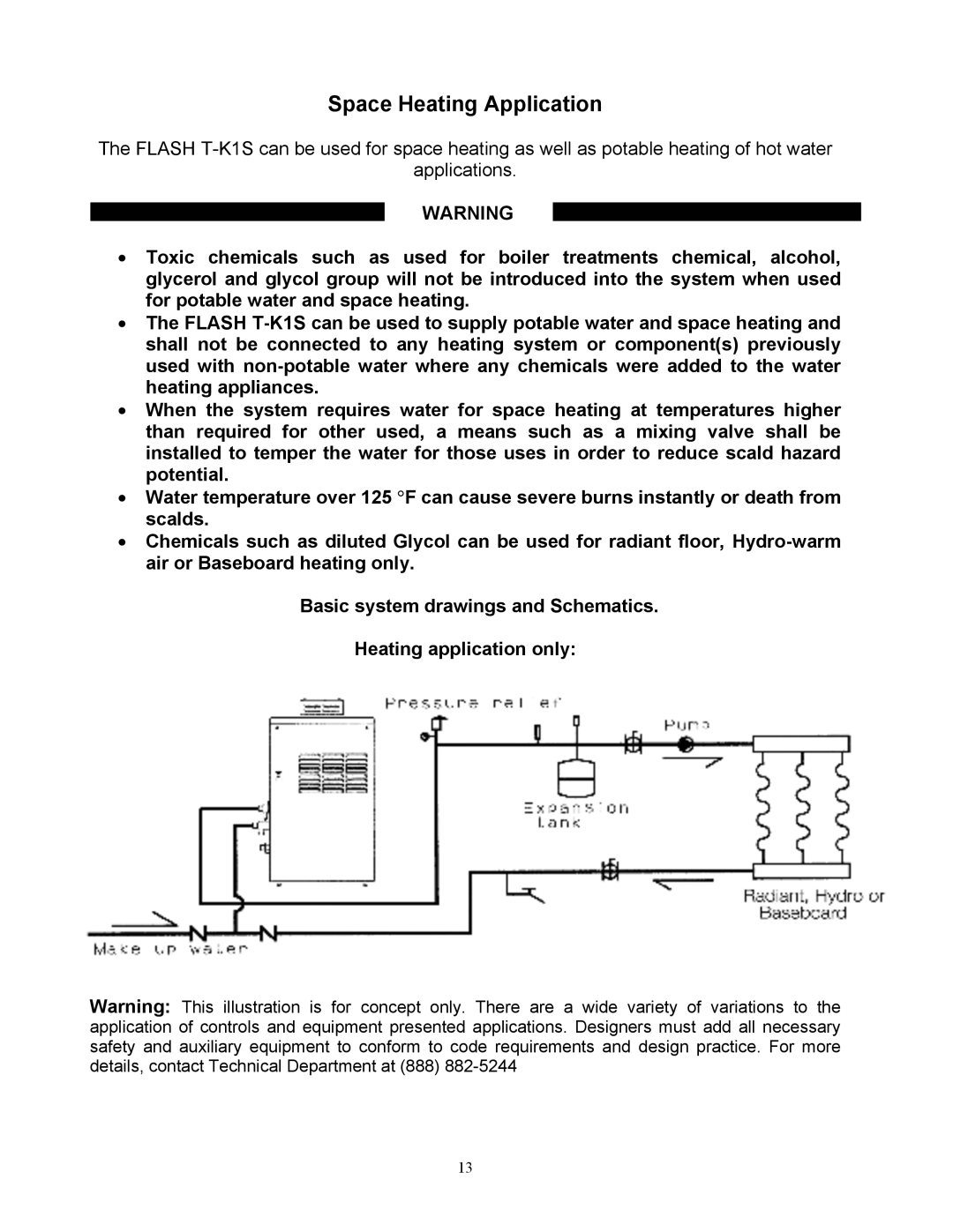 Whirlpool T-K1S installation manual Space Heating Application 