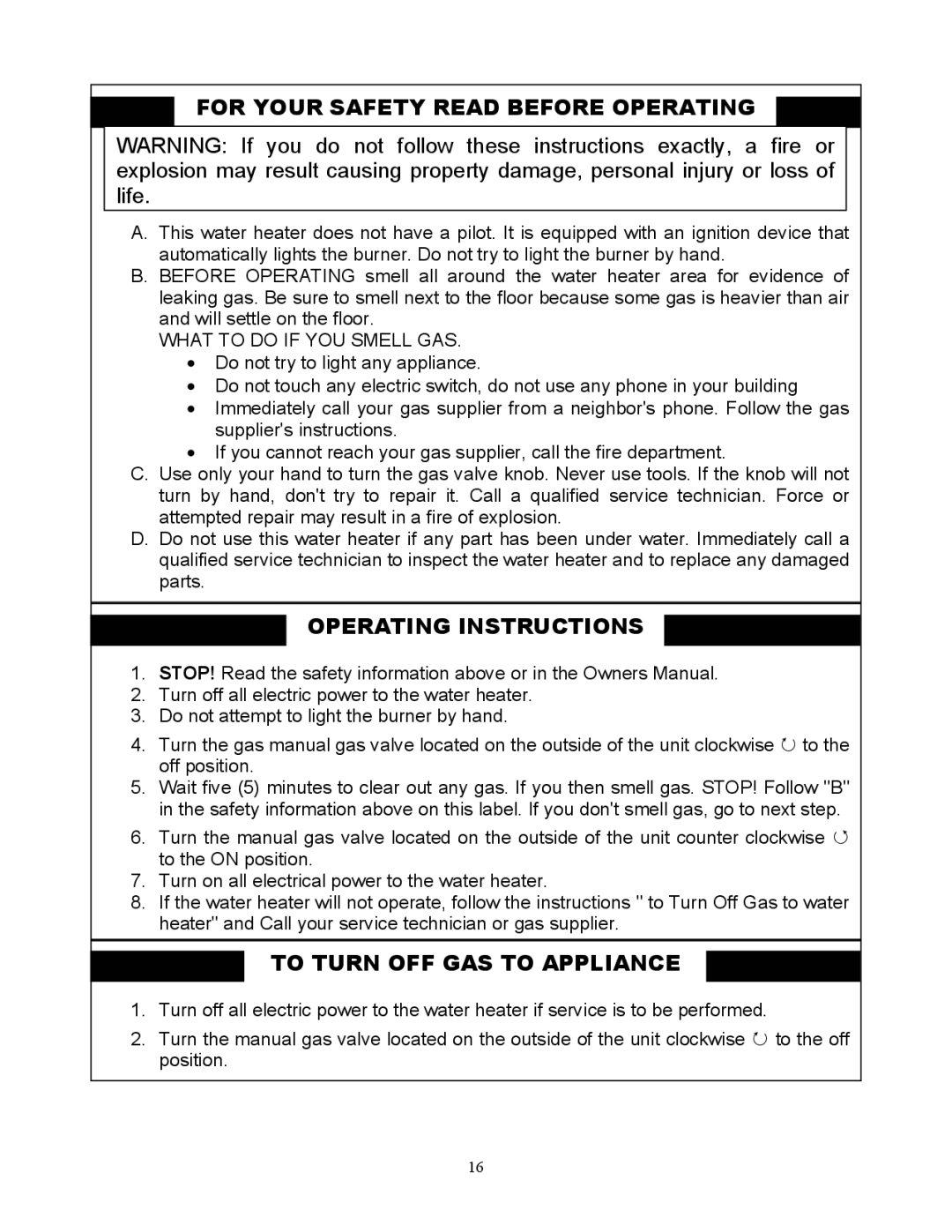 Whirlpool T-K1S installation manual For Your Safety Read Before Operating 