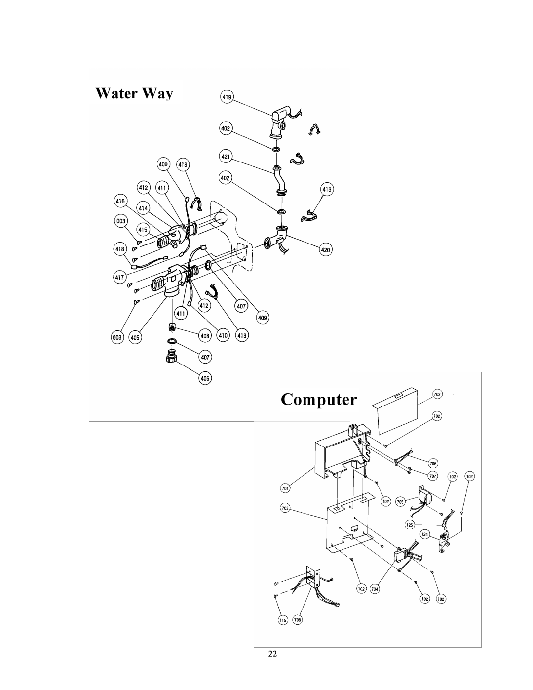 Whirlpool T-K1S installation manual Computer, Water Way 
