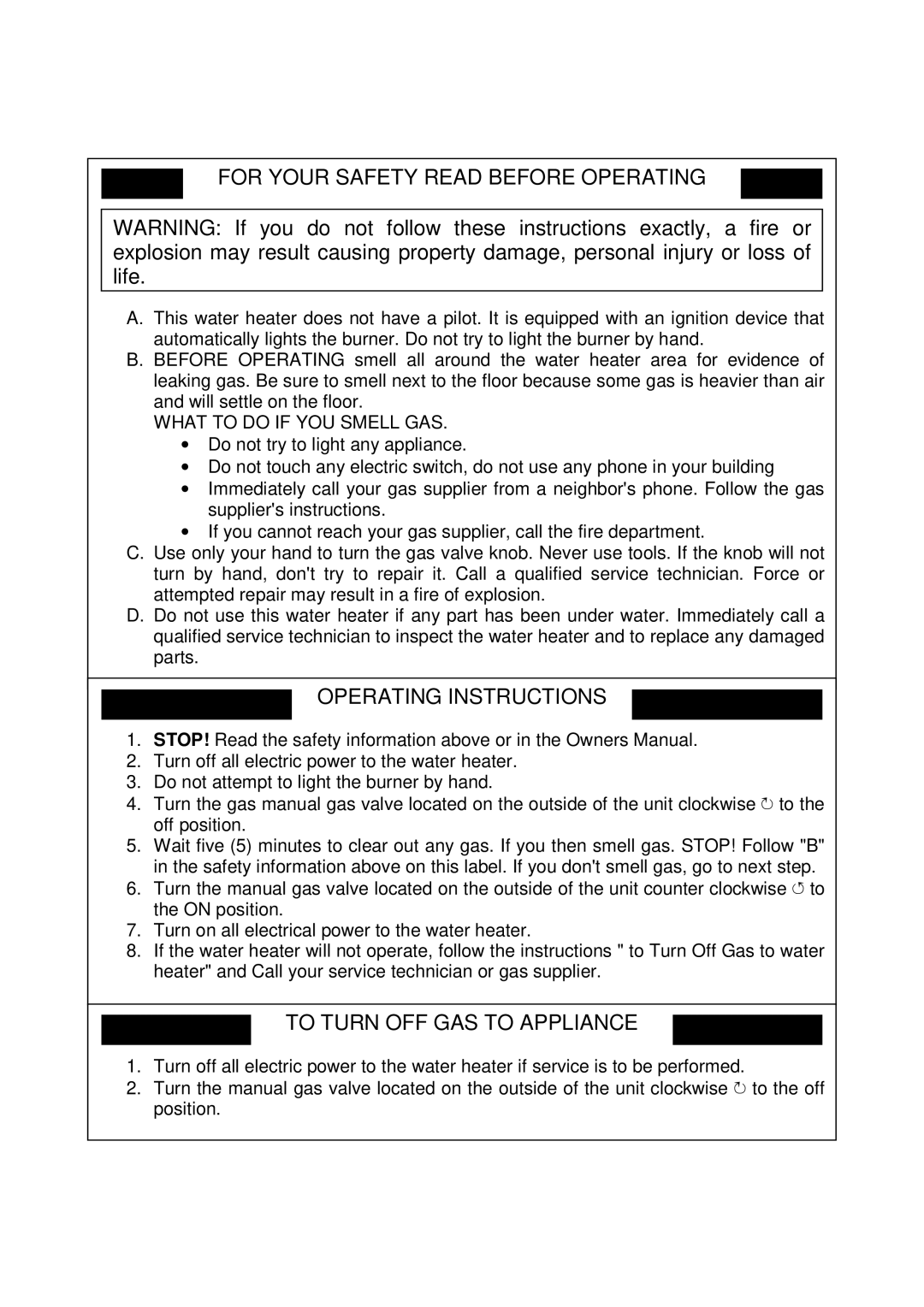 Whirlpool T-K2 installation manual For Your Safety Read Before Operating 