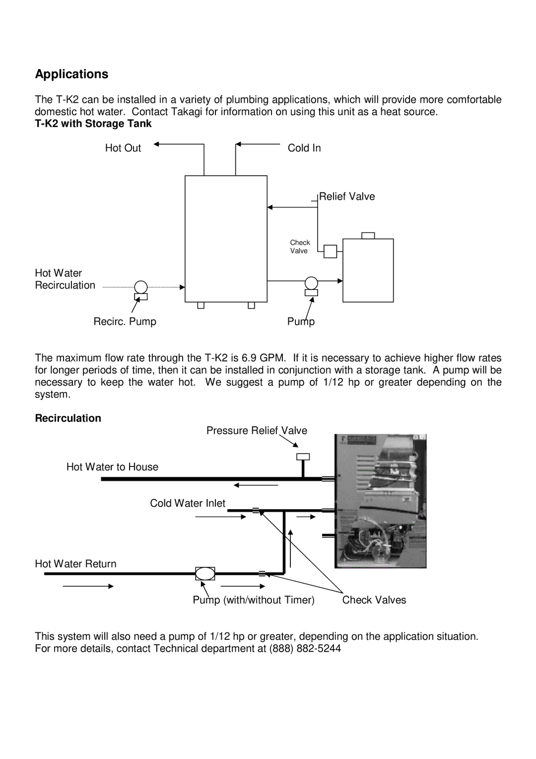 Whirlpool T-K2 installation manual Applications, K2 with Storage Tank, Recirculation 