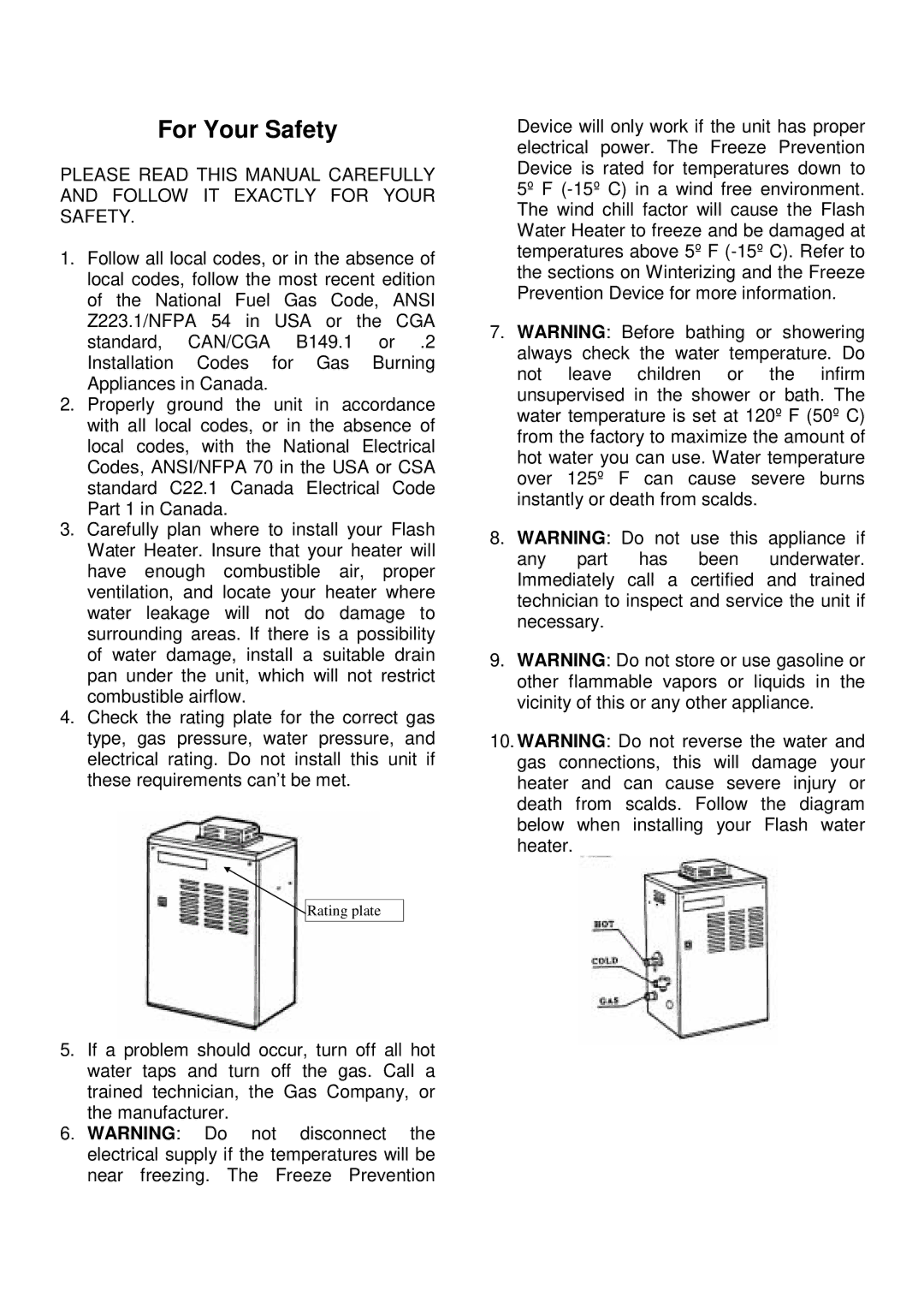 Whirlpool T-K2 installation manual For Your Safety 