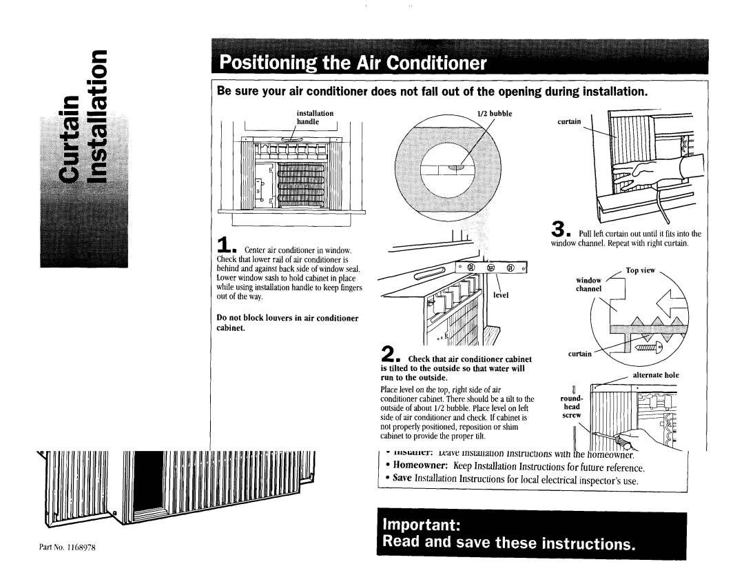 Whirlpool TA07002F0 manual Curtain, Alternatehole 