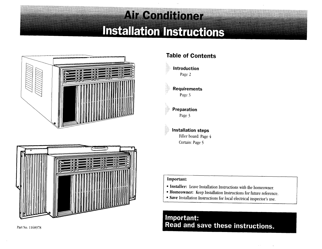 Whirlpool TA07002F0 manual Page3, Filler board Page4 Curtain Page5, Table of Contents, PartNo, l l l 