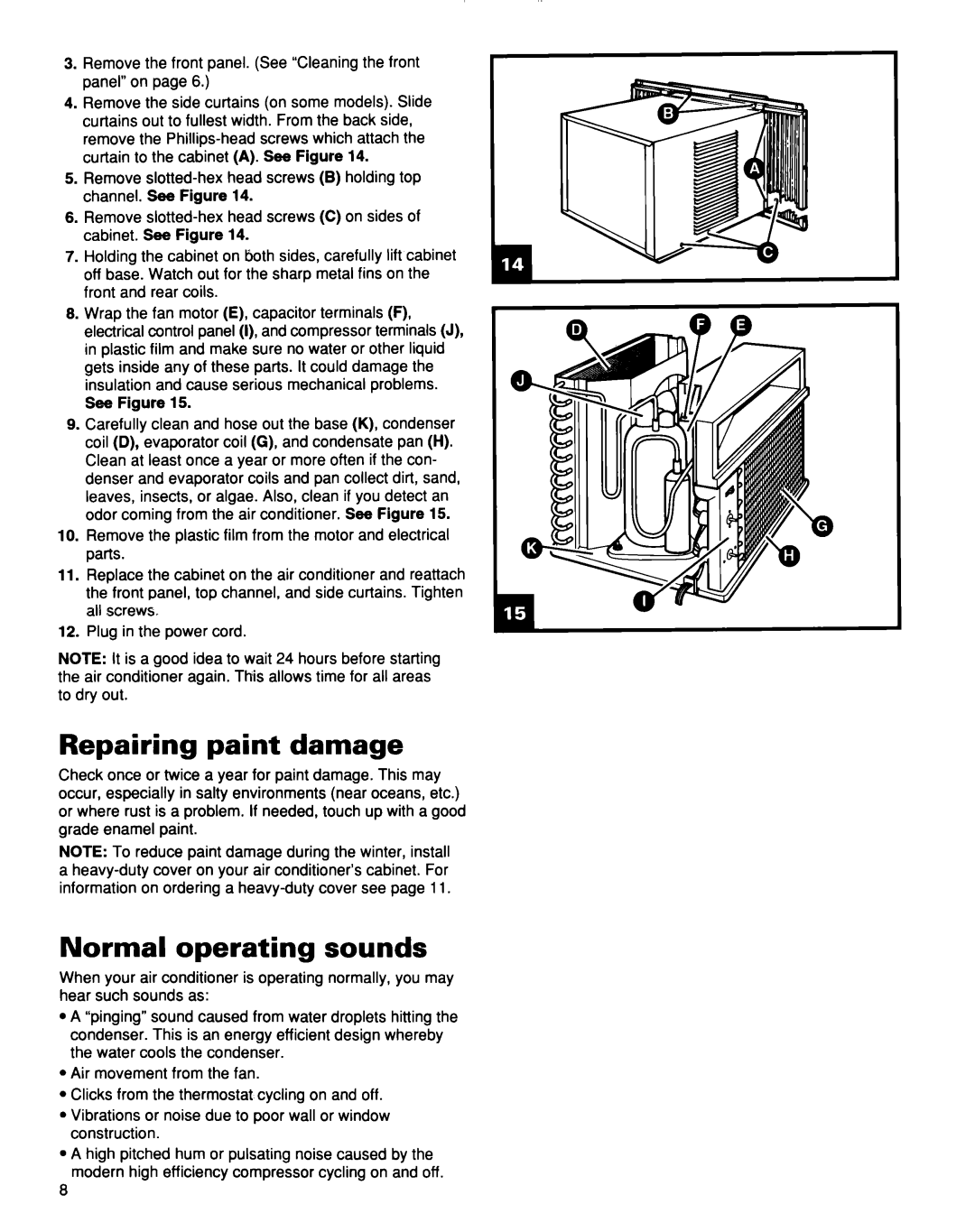 Whirlpool TA07002F0 manual Repairing paint damage, Normal operating sounds 