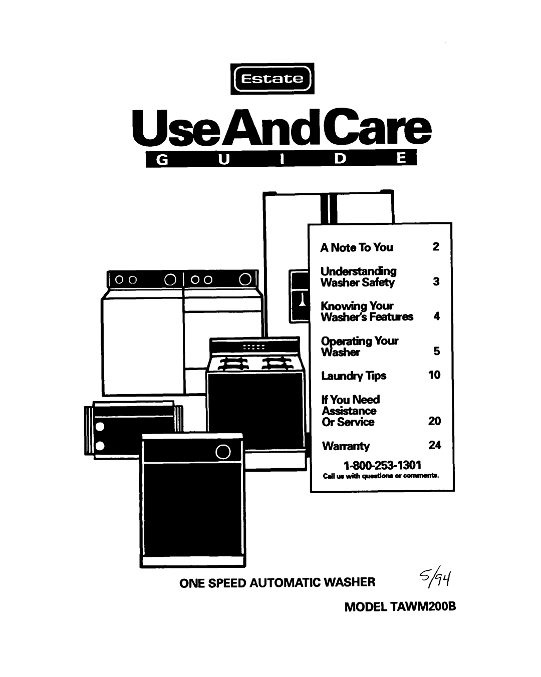 Whirlpool TAWMZOOB warranty UseAndCare 