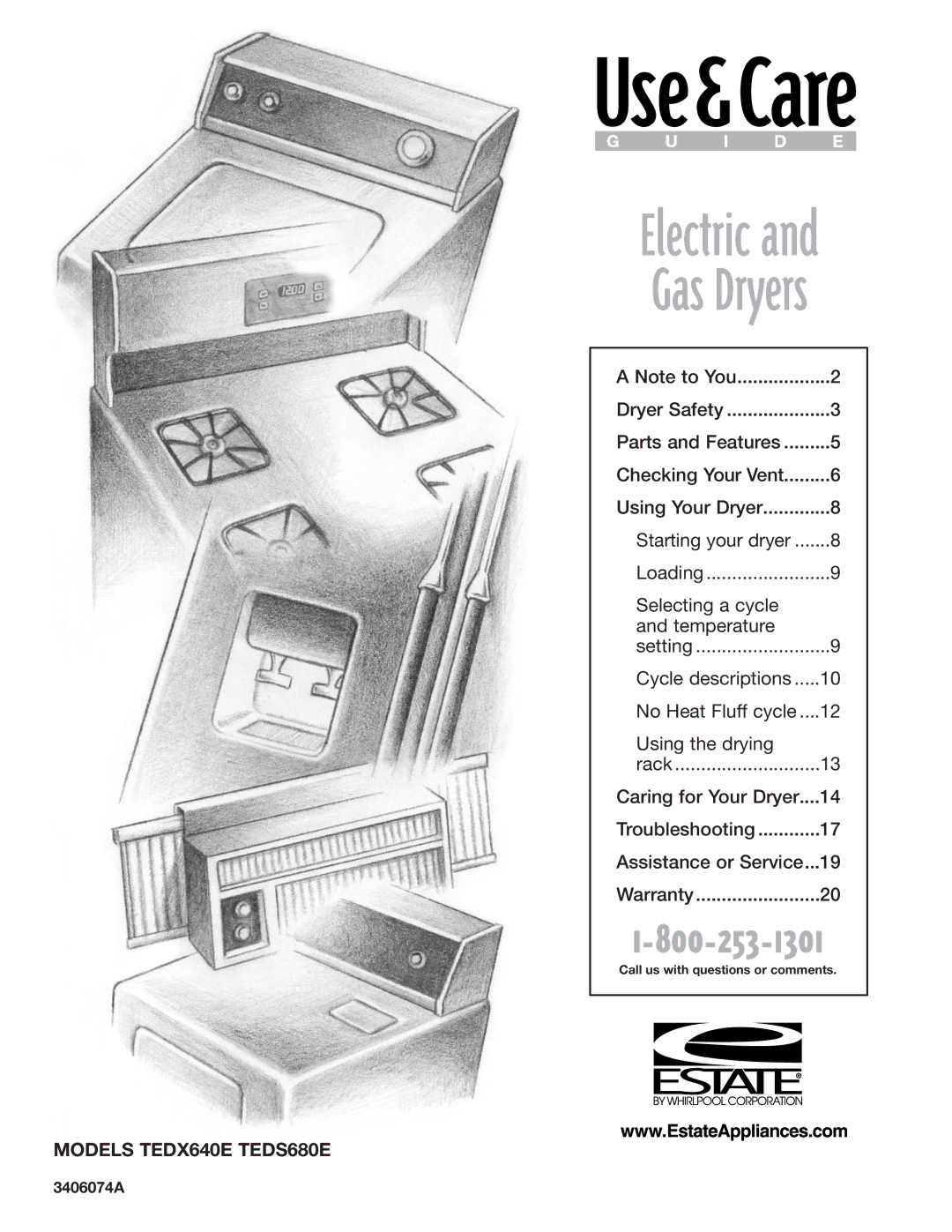 Whirlpool TEDX640E, TEDS680E warranty Electric, 3406074A 