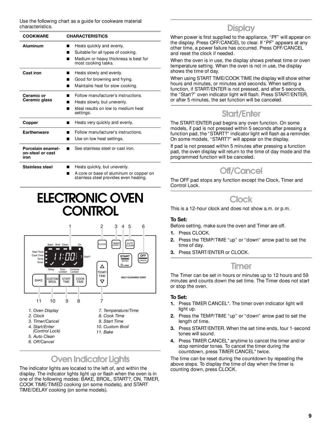 Whirlpool TEP325MW0 manual Electronic Oven Control 