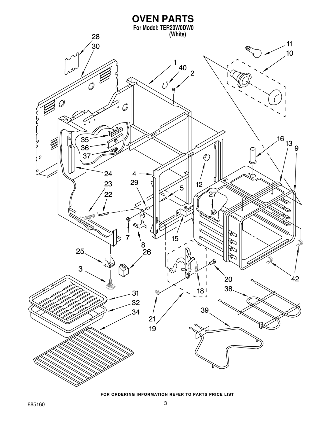 Whirlpool TER20W0DW0 manual Oven Parts 