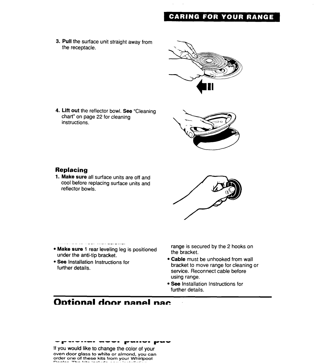 Whirlpool TER20WOD manual Replacing, On next 