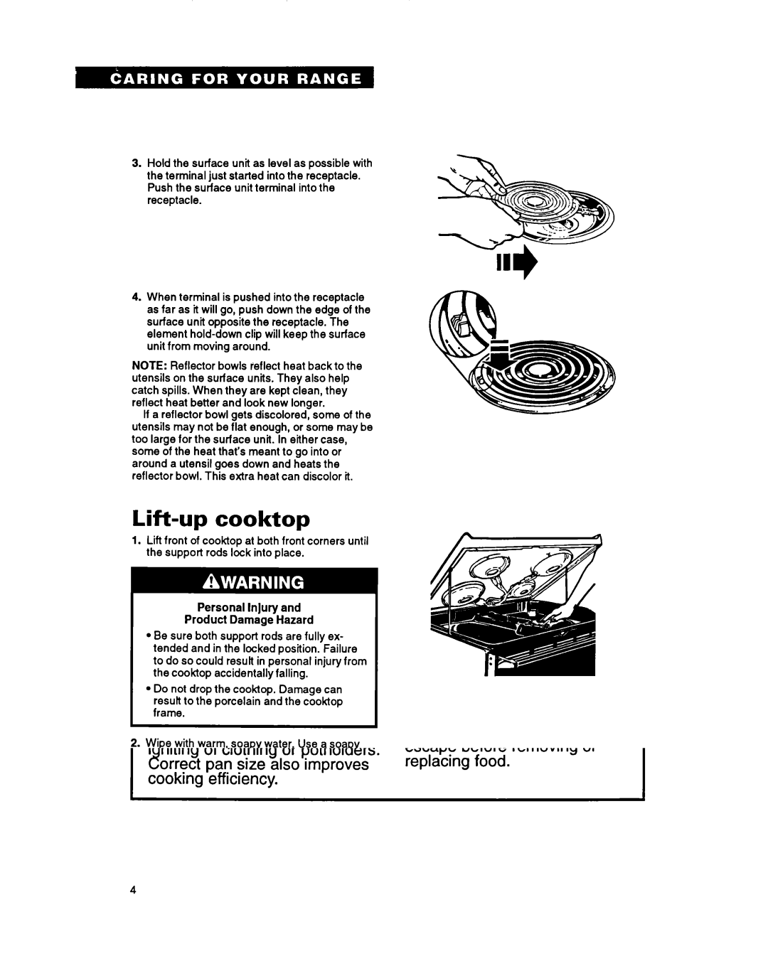 Whirlpool TER46WOY manual Lift-up cooktop 