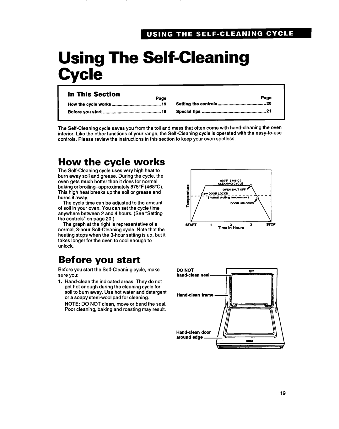 Whirlpool TER46WOY manual Using The Self-CleaningCycle, How the cycle works, Before you start, In This Section 