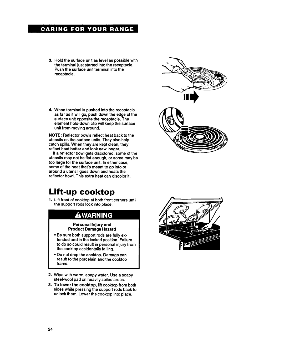 Whirlpool TER46WOY manual Lift-upcooktop 