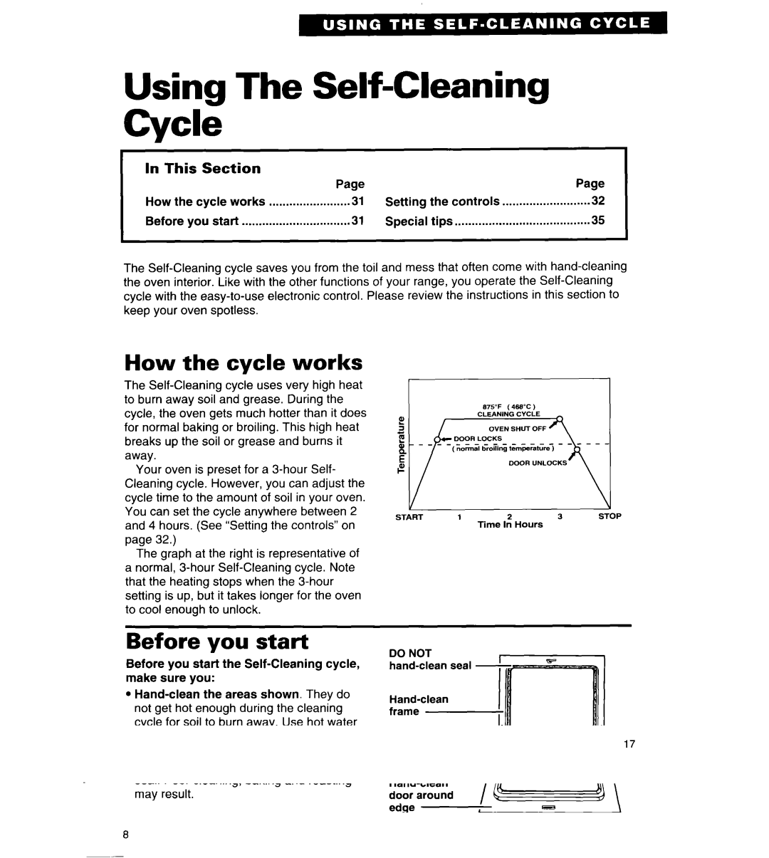 Whirlpool TER86W5B Using The Self-Cleaning Cycle, How the cycle works, Before you start, This Section 