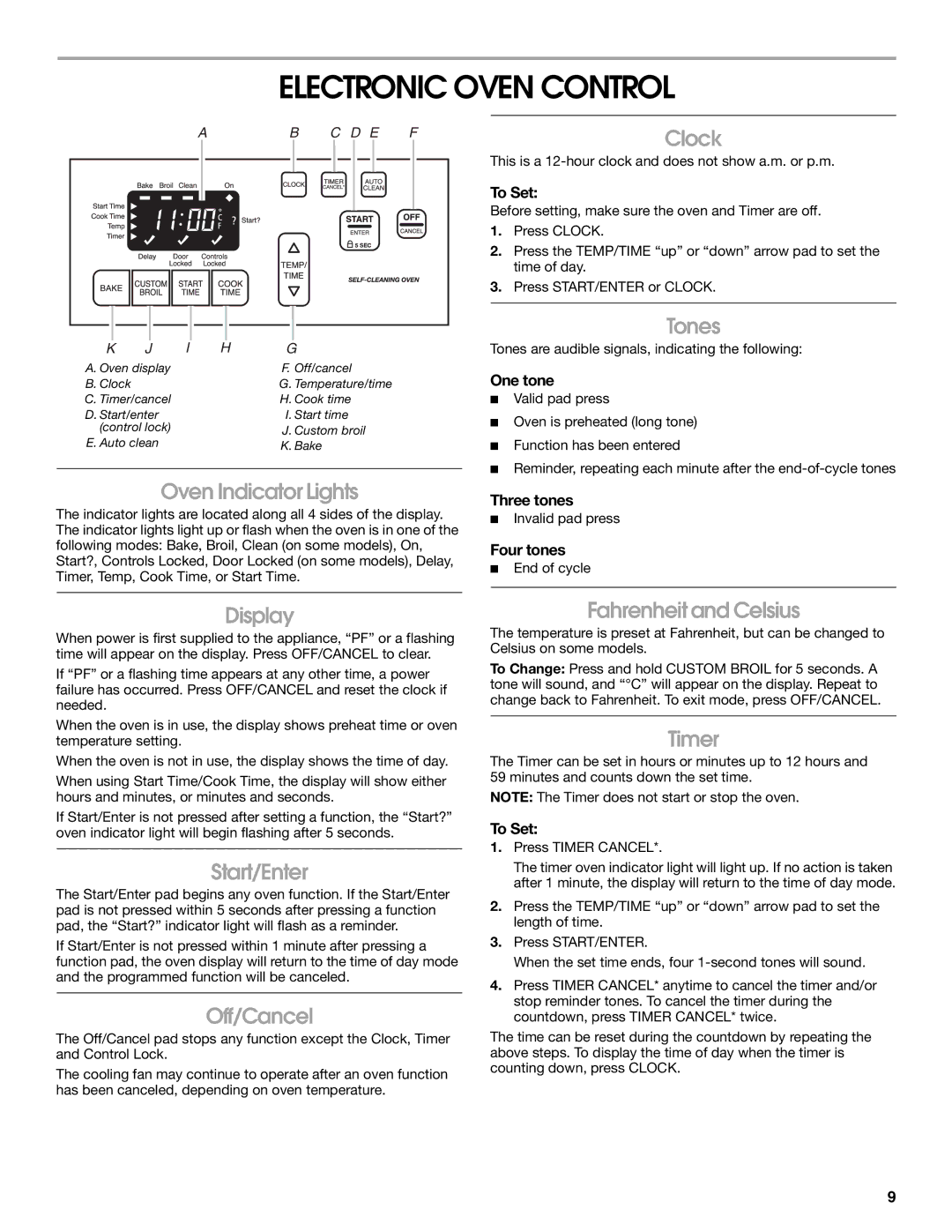 Whirlpool TES326RD0 manual Electronic Oven Control 