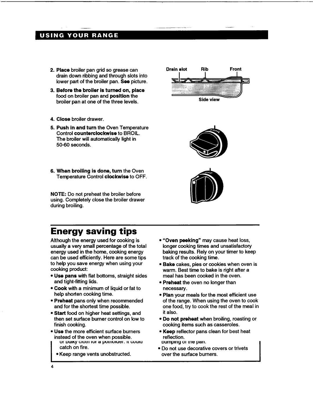 Whirlpool TGR51WO manual Energy saving tips, Seconds 