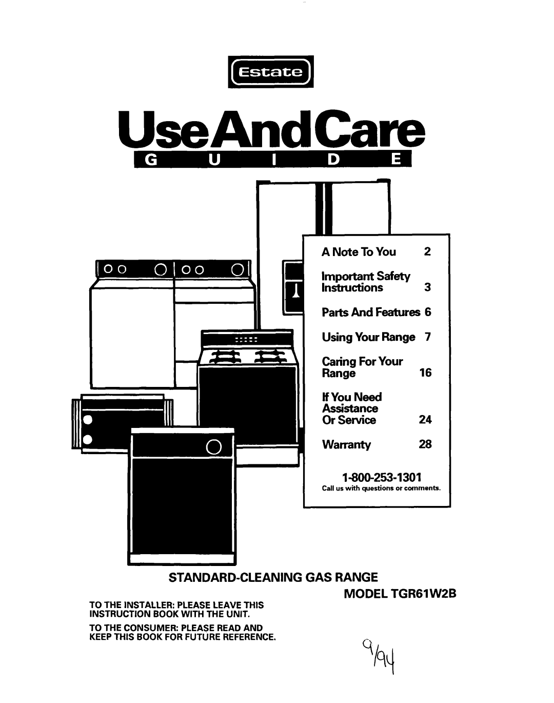 Whirlpool TGR61W2B manual UseAndCare, For Your 