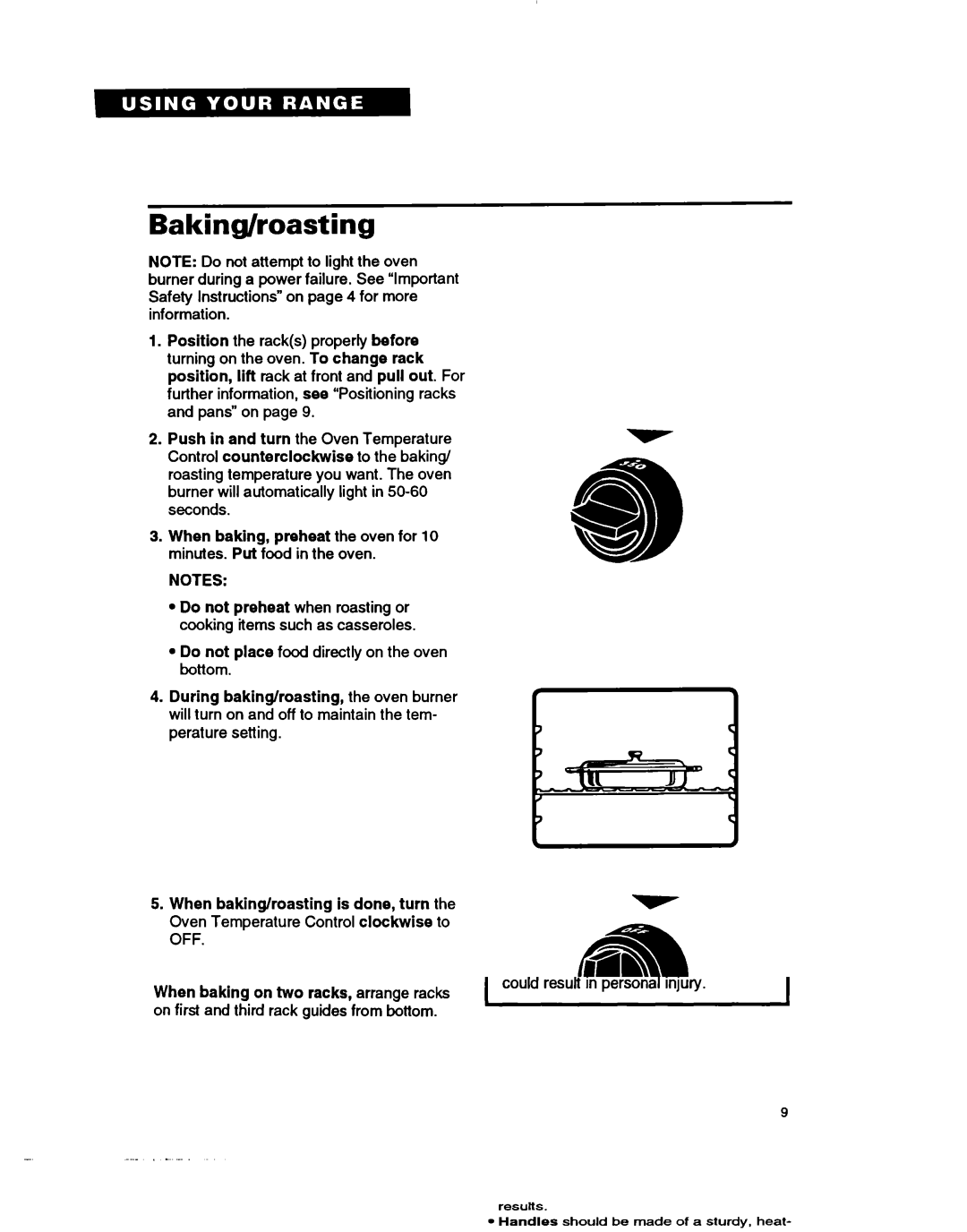 Whirlpool TGR61W2B manual Baking/roasting 