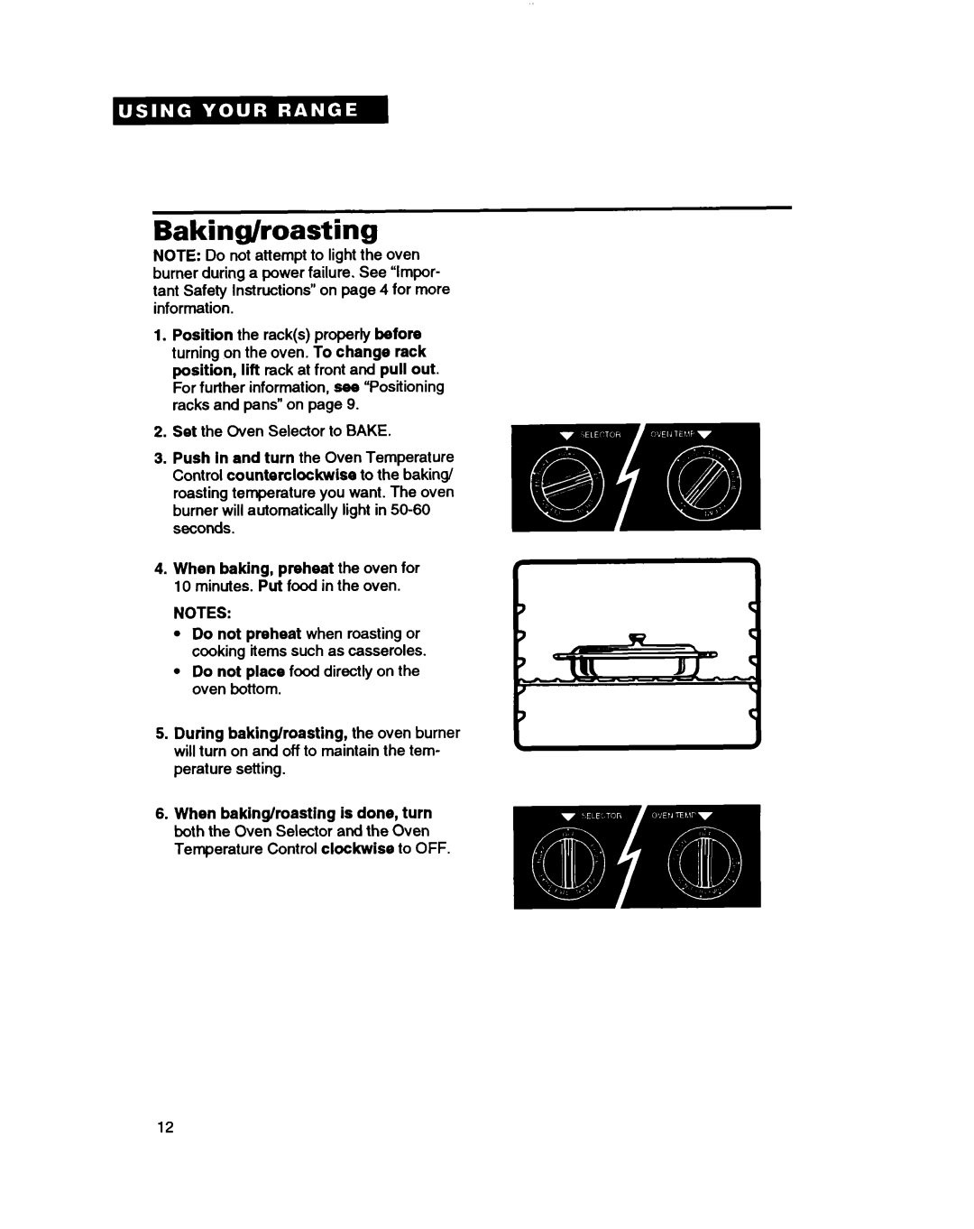 Whirlpool TGR88W2B manual Baking/roasting 