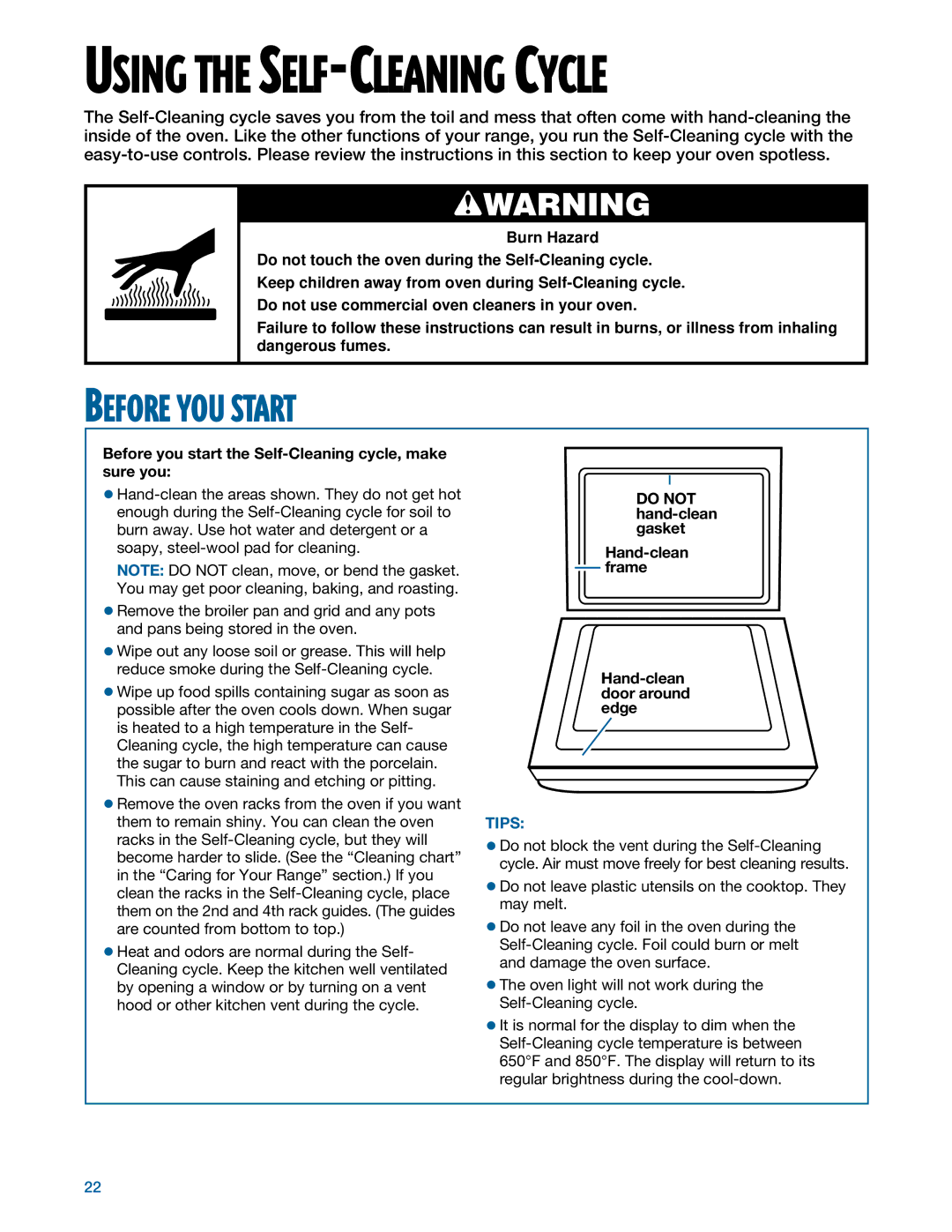 Whirlpool TGS325E manual Before YOU Start, Before you start the Self-Cleaning cycle, make sure you 