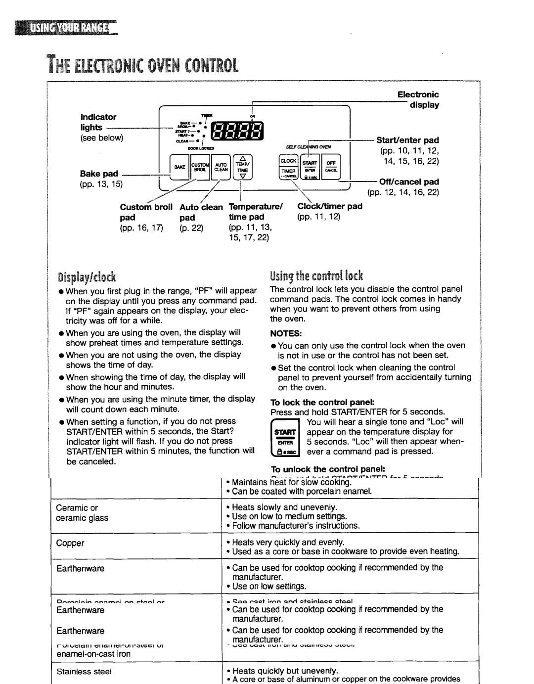 Whirlpool TGS325G warranty Custom broil Auto clean Temperature Pad 