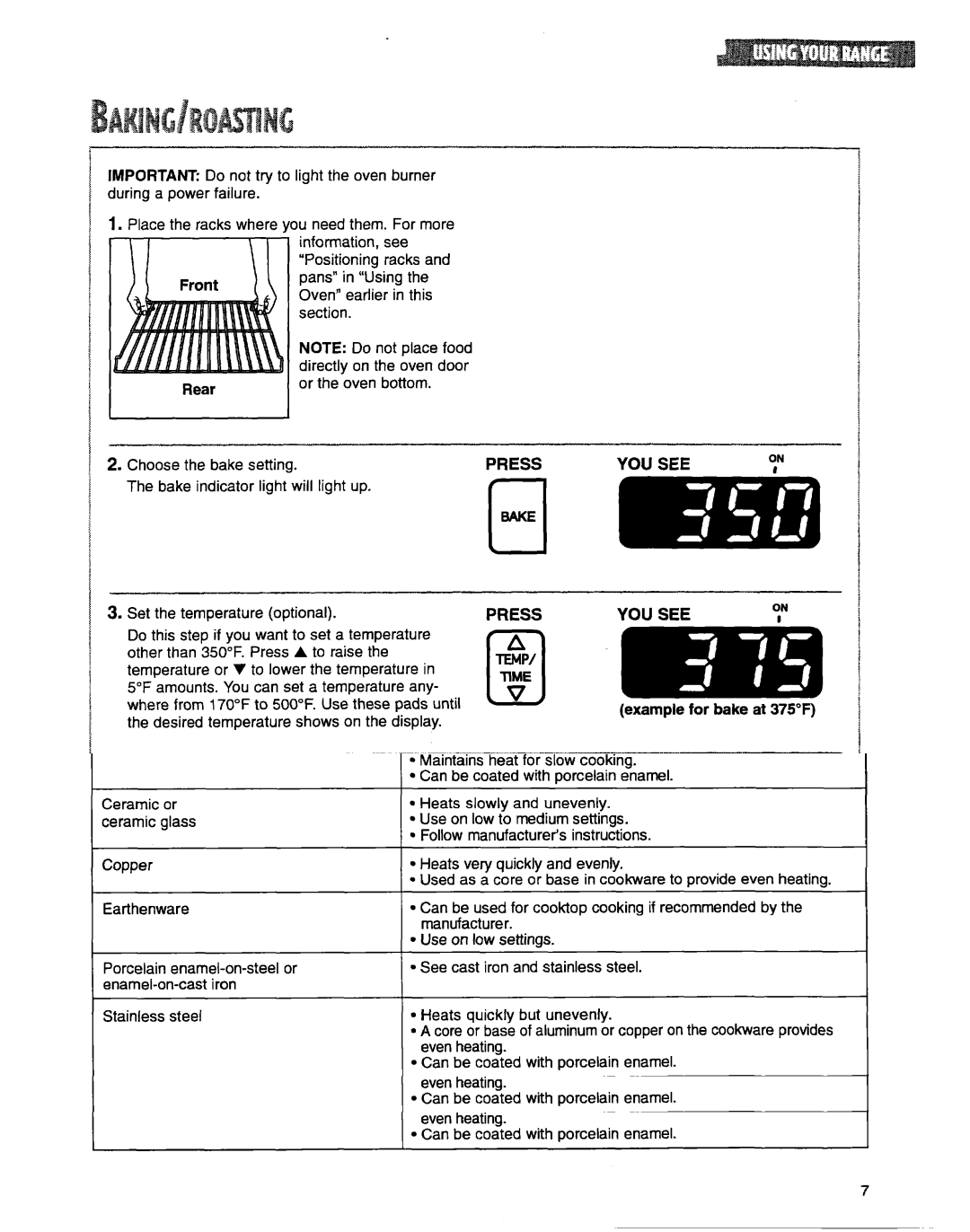 Whirlpool TGS325G warranty Pressyou see 