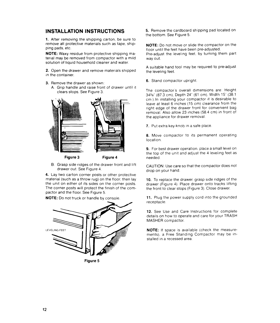Whirlpool TRASH MASHER, JTF8500XL, Trash Compactor, 403 manual Installation Instructions 