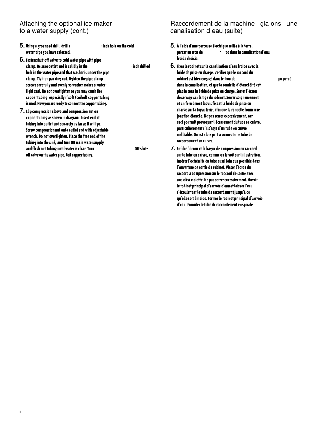 Whirlpool TS22AQXGN00 manual Attaching the optional ice maker to a water supply 