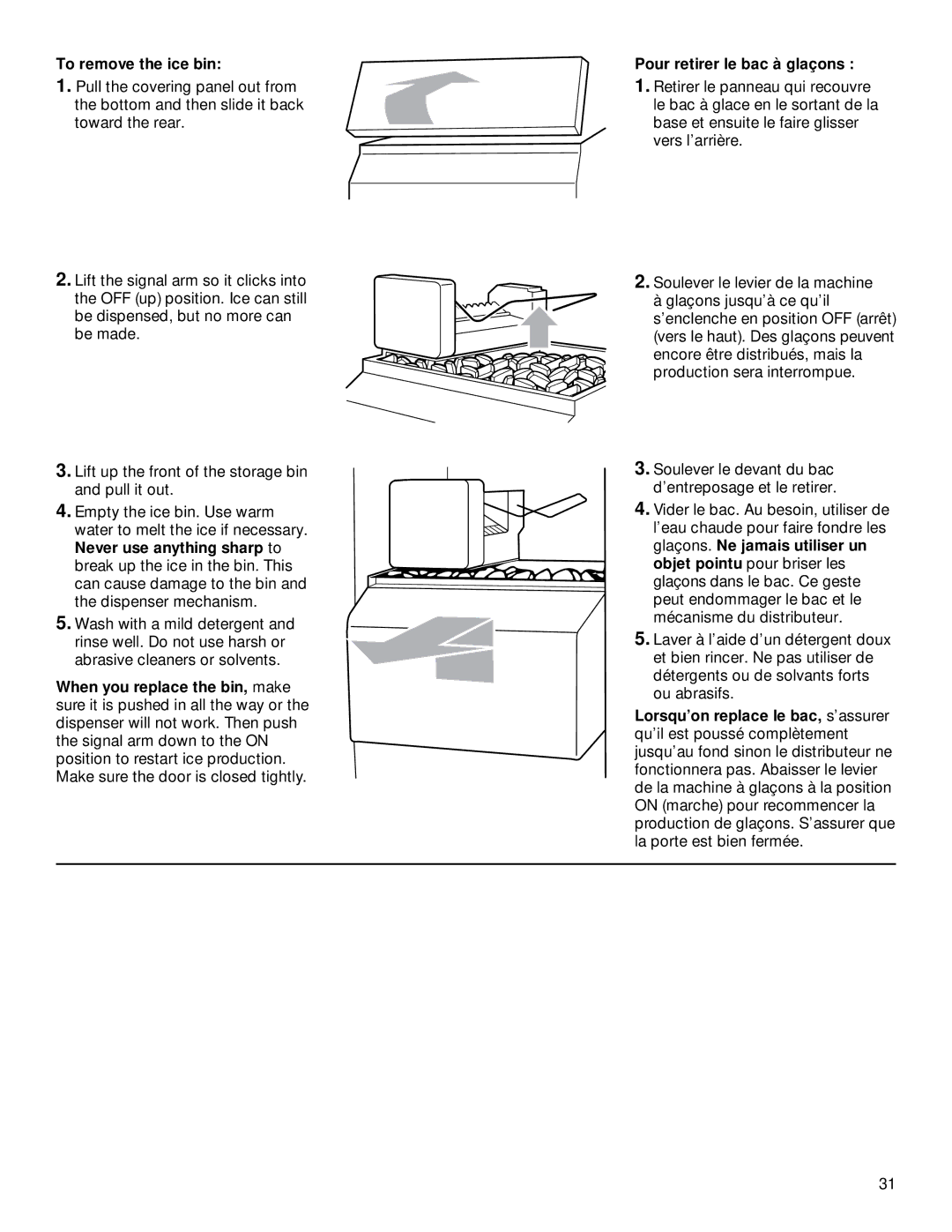 Whirlpool TS22AQXGN00 manual To remove the ice bin 