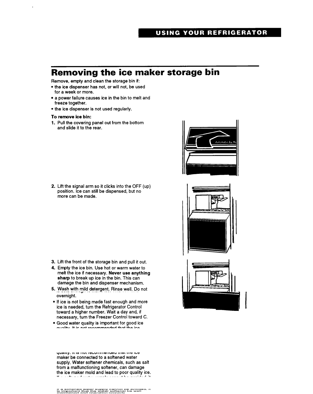 Whirlpool TS22BR warranty Removing the ice maker storage bin 