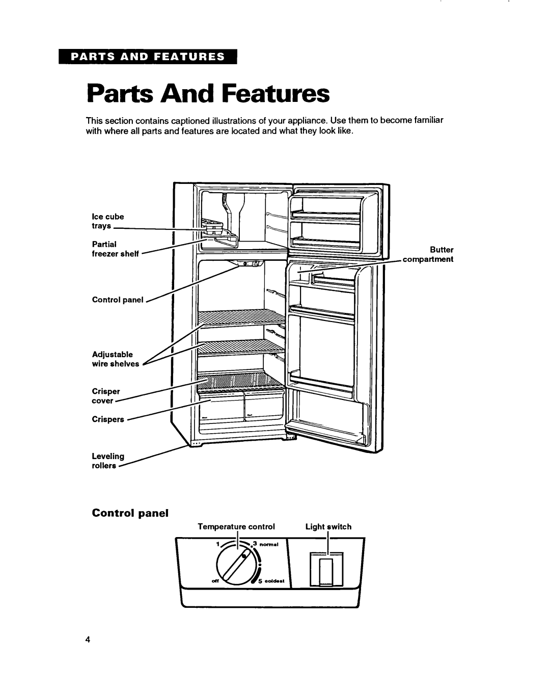 Whirlpool TT14DK, TT14HD important safety instructions Parts And Features, Control panel 