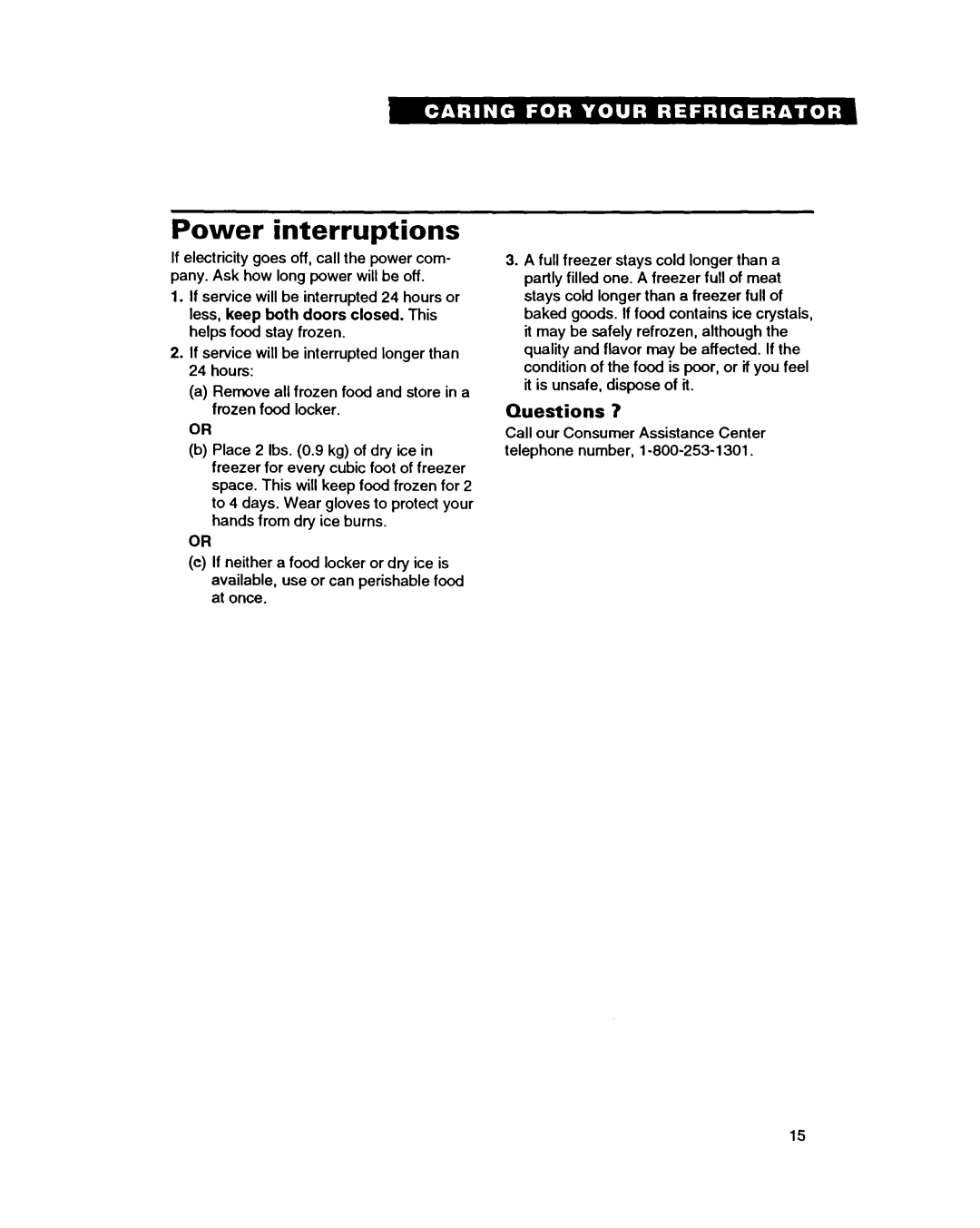 Whirlpool TT14HD, TT14DK important safety instructions Power interruptions, Questions 