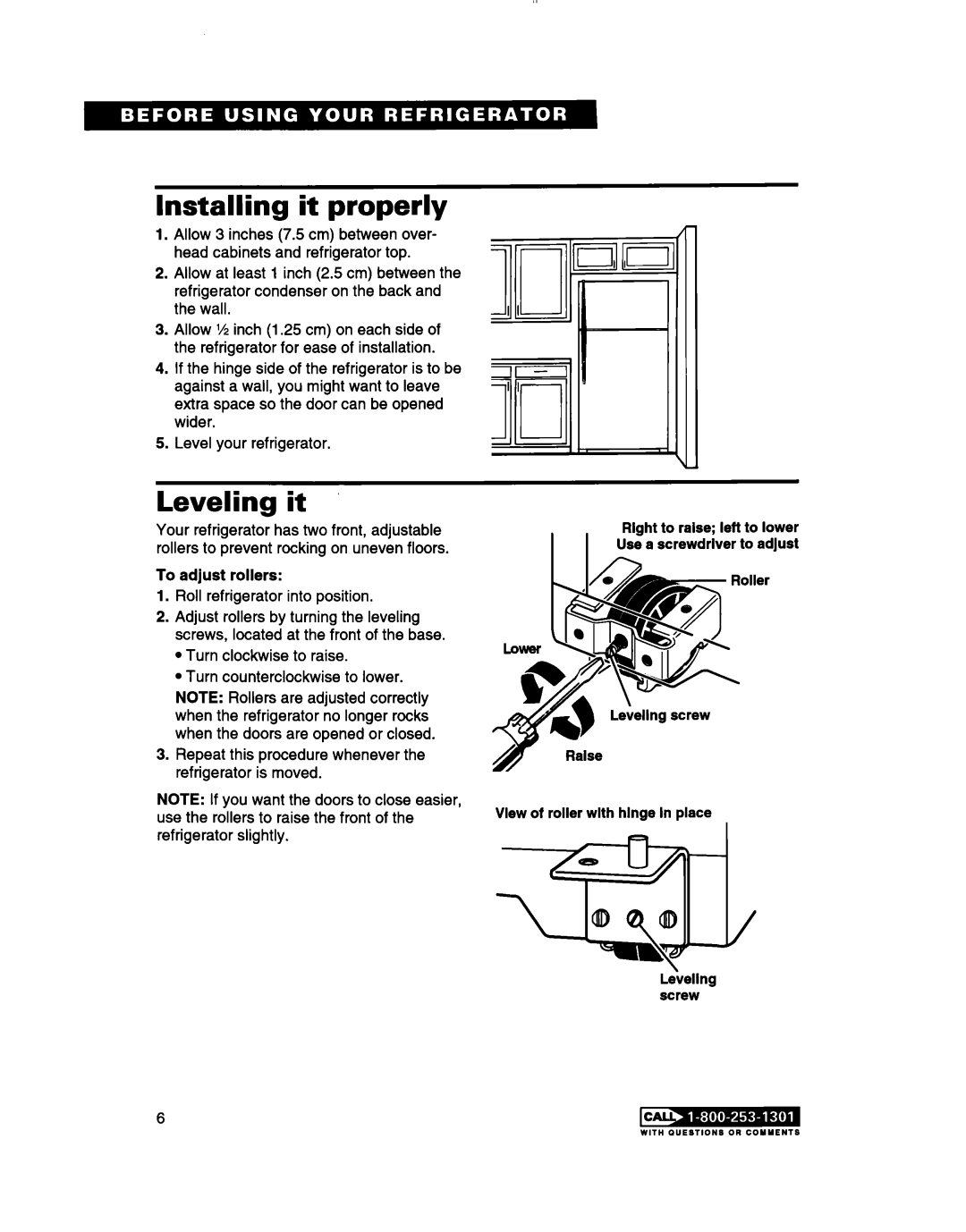 Whirlpool TT14DKXBN11 warranty Installing it properly, Leveling it, Wall 