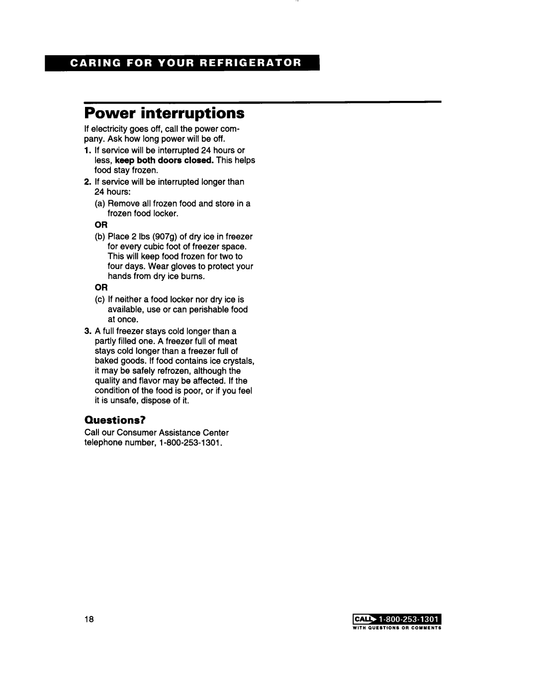 Whirlpool TT14DKXBN11 warranty Power interruptions, Questions? 