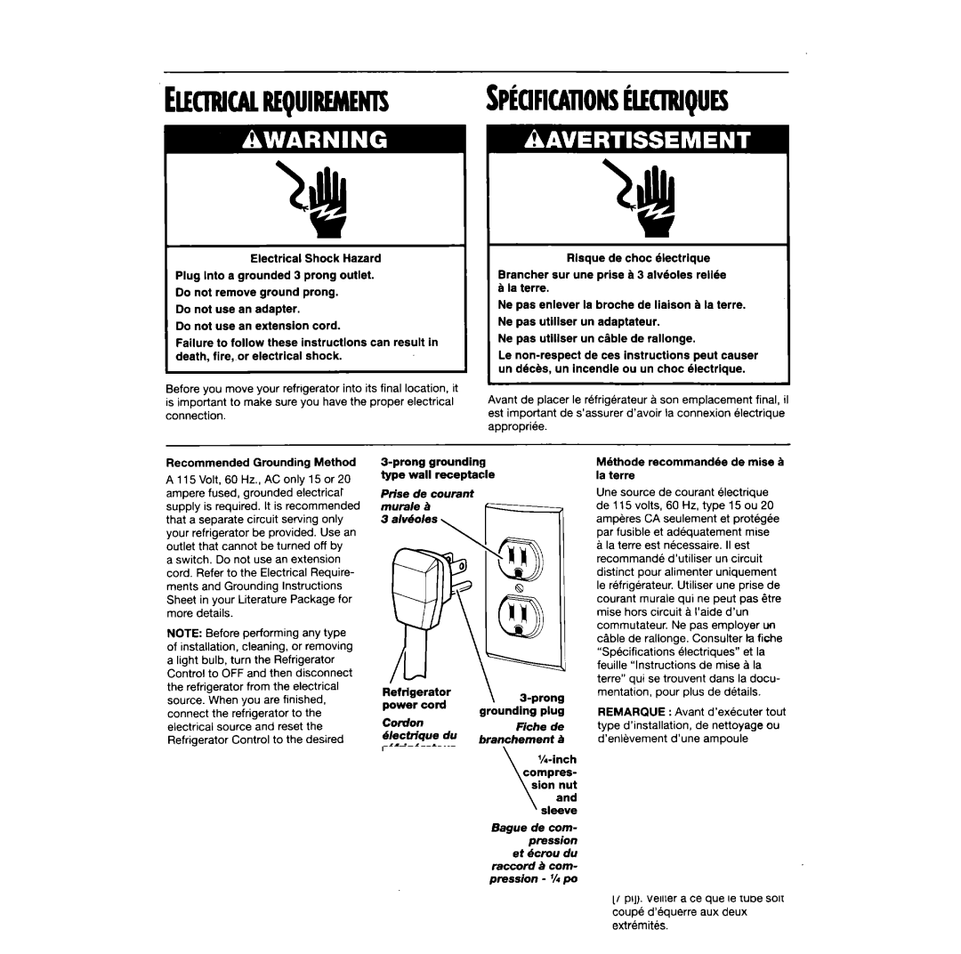 Whirlpool TT14DKXEW13 manual Ektrwrequirements SPiancmoi4sklRlQUES 