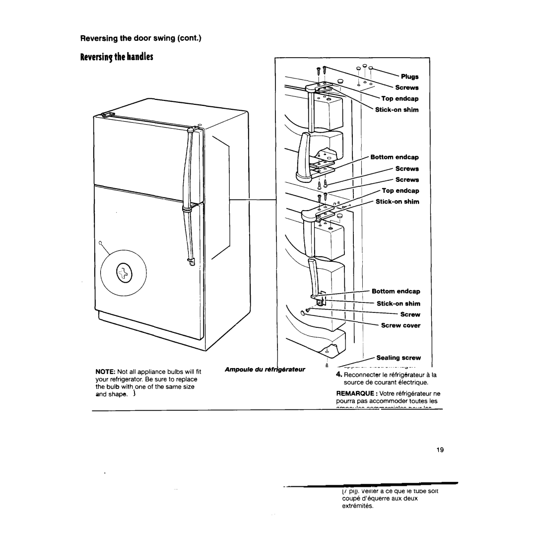 Whirlpool TT14DKXEW13 manual Reveninpthe handles, Reversing the door swing 