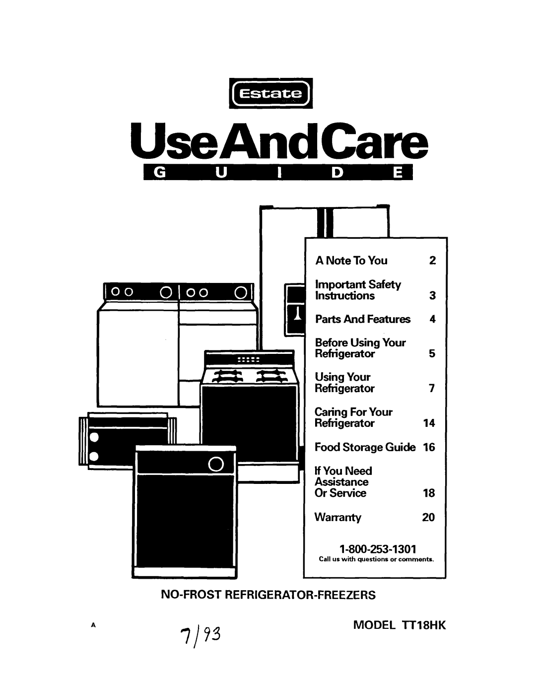 Whirlpool TT18HK warranty UseAndCare, 7173 