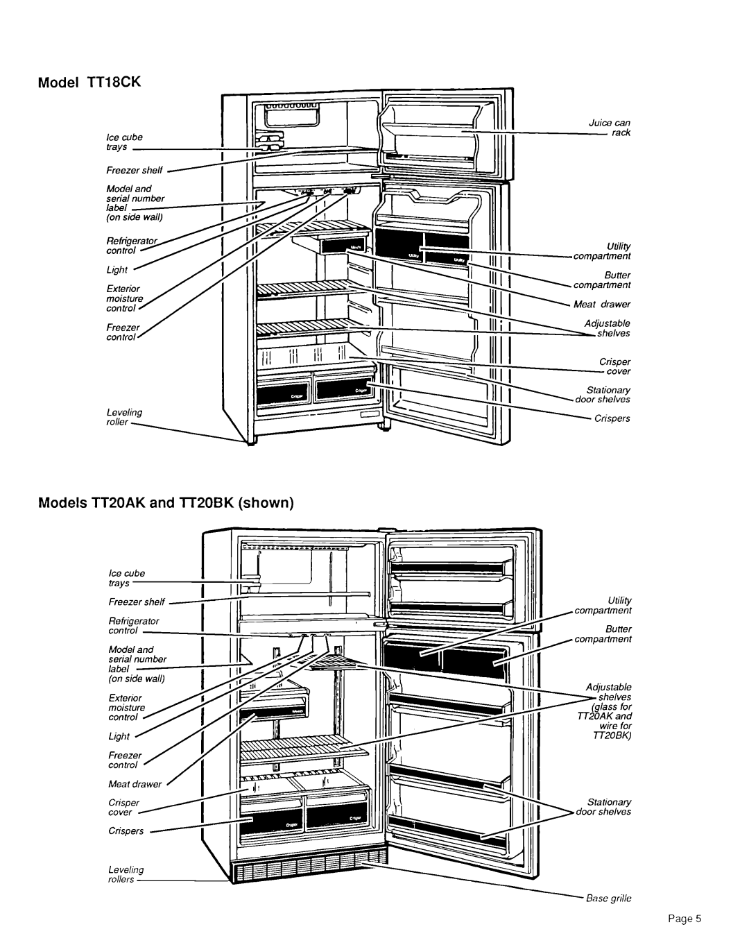 Whirlpool TT14EK, TTI4CK, TT2OBK, TTI 6CK, TTI 6DK installation instructions Model TT18CK, Models TT20AK and lT20BK shown 