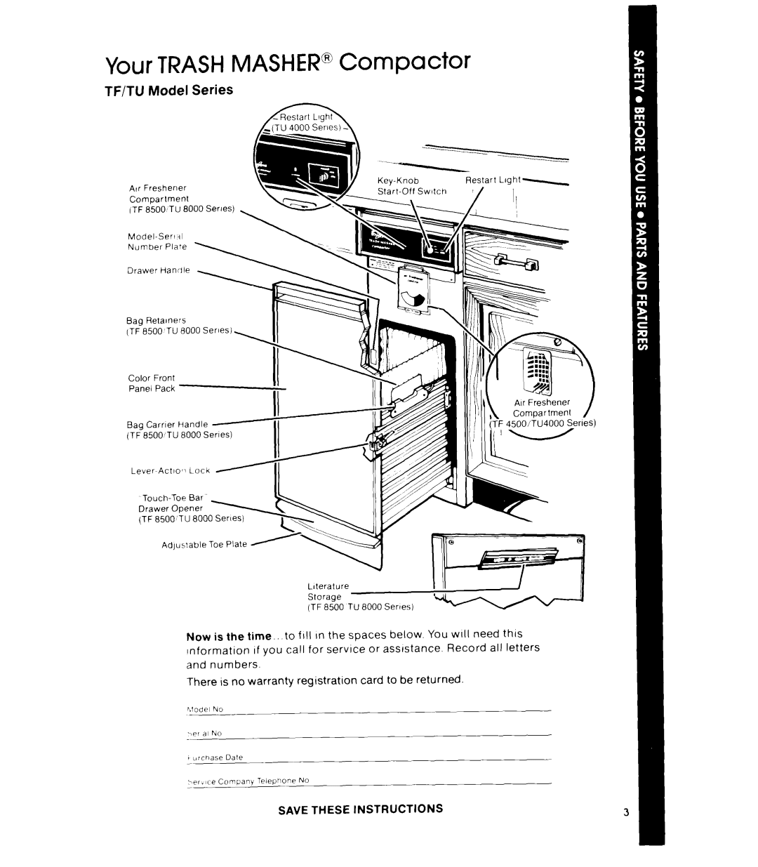 Whirlpool TF 4500 Senes, TU 4000 Series, TF 8500 Series manual Your TRASHMASHER@Compactor, TF,‘TU Model Series IiiiG$ 