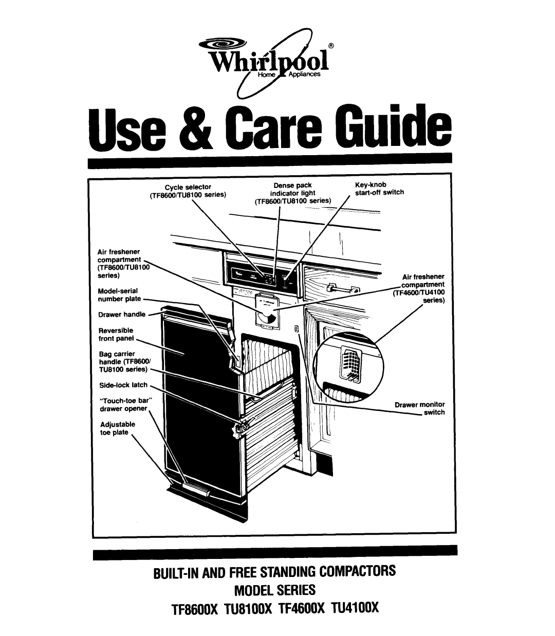 Whirlpool manual Built-Inandfreestandingcompactors Modelseries, TFSGOOXTUSIOOXTF4600XTU4100X, Use& dre Guide, A--I 