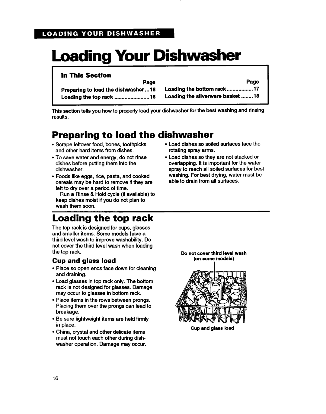 Whirlpool TUD7000, TUD3000, TUD5000, TUD2000 Loading Your Dishwasher, Preparing to load, Loading the top rack, OnlOYmode’s 