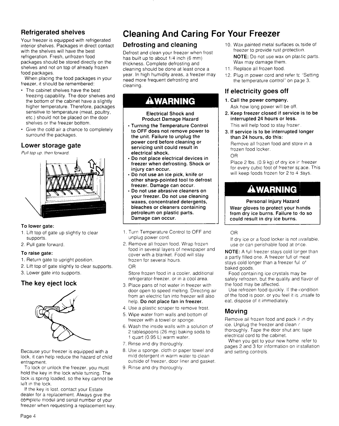 Whirlpool TVF15FR important safety instructions Cleaning And Caring For Your Freezer 