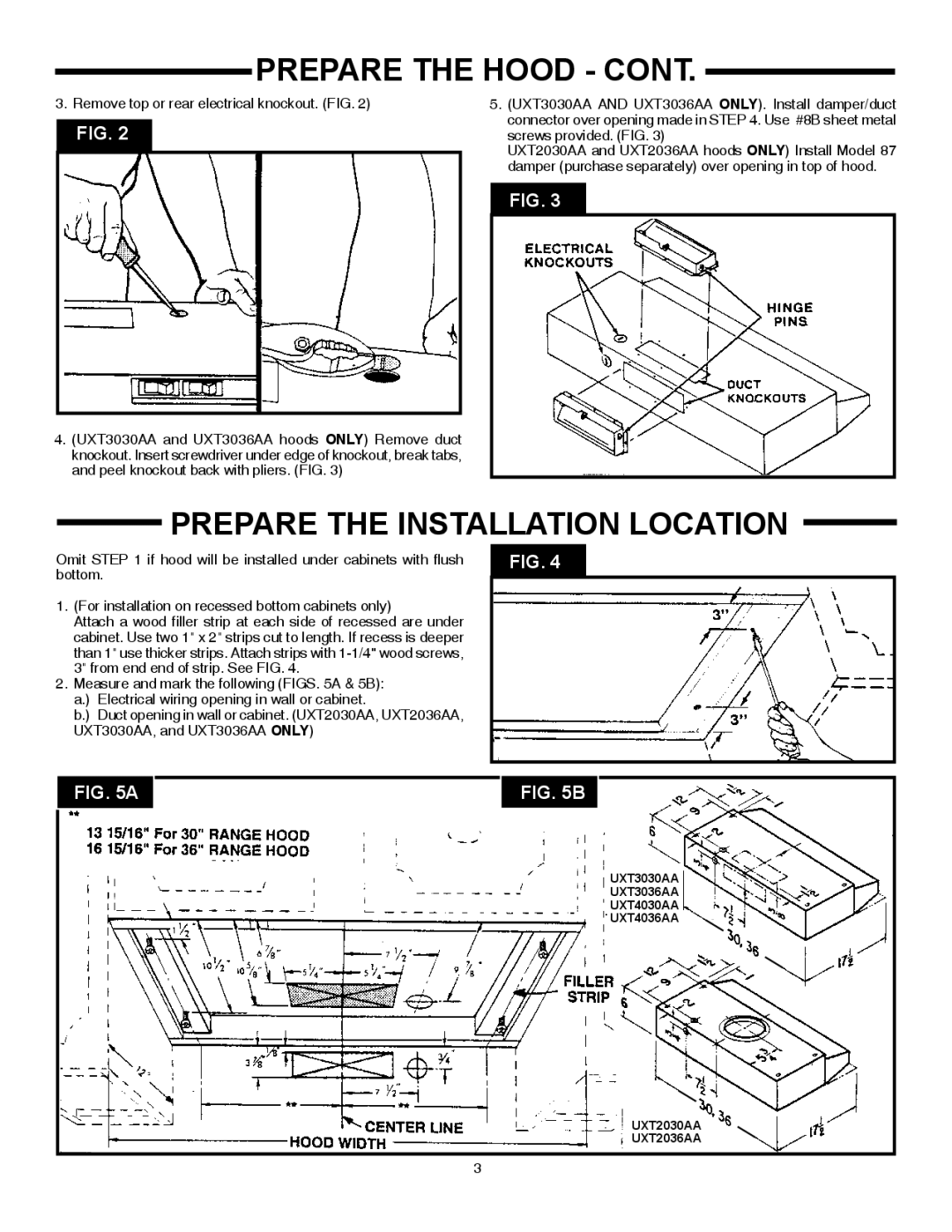 Whirlpool UXT2036AA, UXT4030AA, UXT2030AA, UXT3030AA, UXT3036AA, UXT4036AA Prepare the Installation Location 