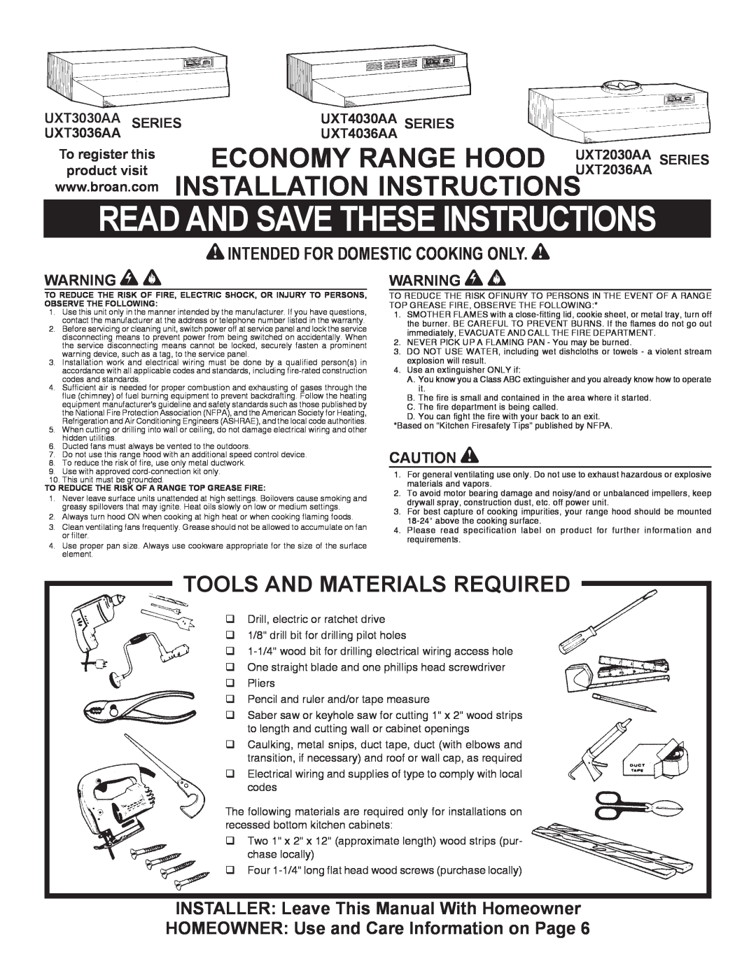 Whirlpool UXT2030AA installation instructions product visit, To register this, Read And Save These Instructions, UXT4030AA 