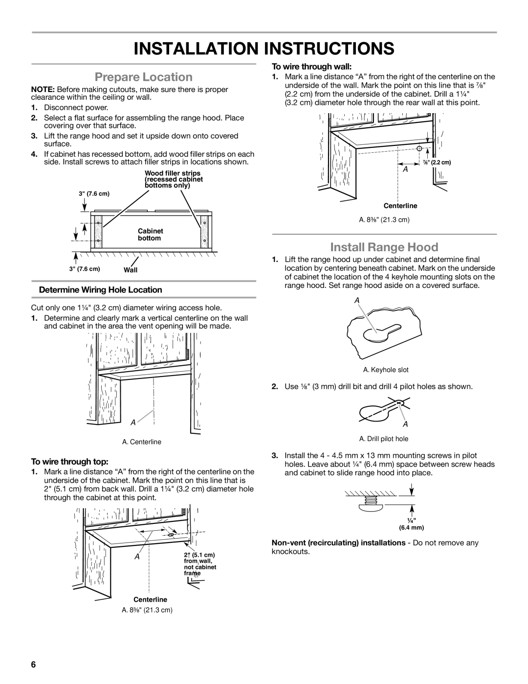 Whirlpool UXT4030AY, UXT4036AY installation instructions Installation Instructions, Prepare Location, Install Range Hood 