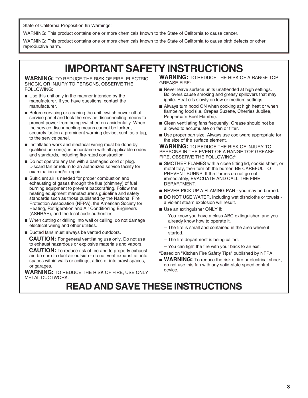 Whirlpool UXT4230AD, UXT4236AD installation instructions Important Safety Instructions 