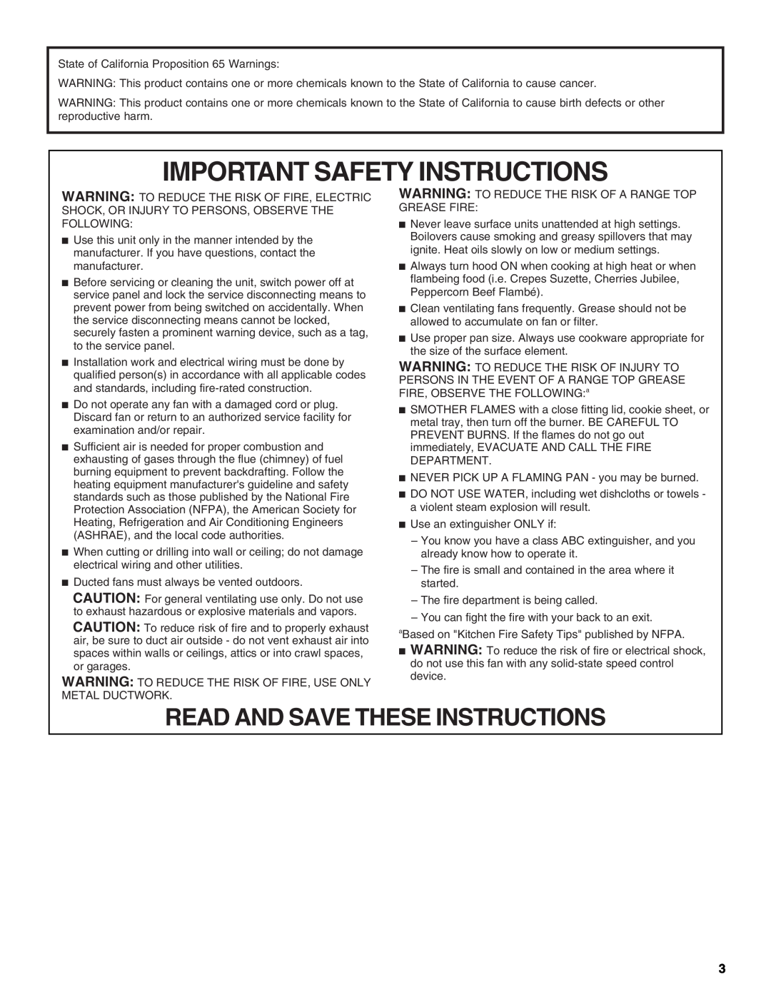 Whirlpool UXT4230AD, UXT4236AD installation instructions Important Safety Instructions, Read And Save These Instructions 